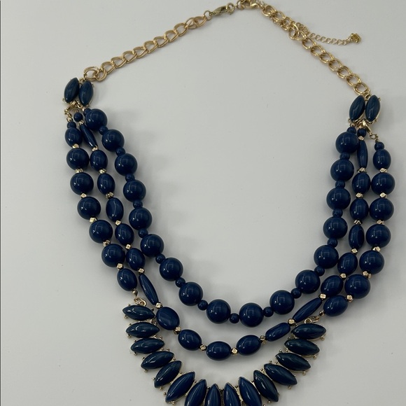 Fashion Jewelry Navy and Gold Beaded Necklace - Picture 13 of 16